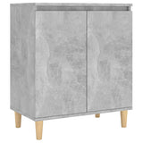Sideboard&Solid Wood Legs Concrete Grey 60x35x70 cm Engineered Wood - Front View