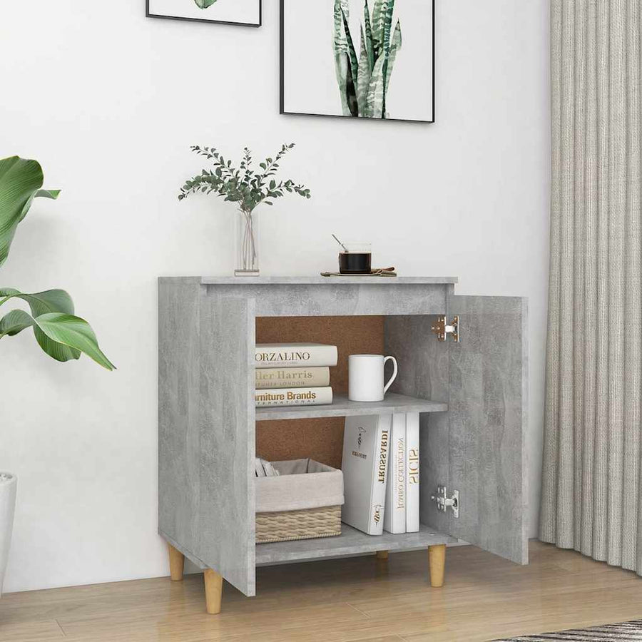 Sideboard&Solid Wood Legs Concrete Grey 60x35x70 cm