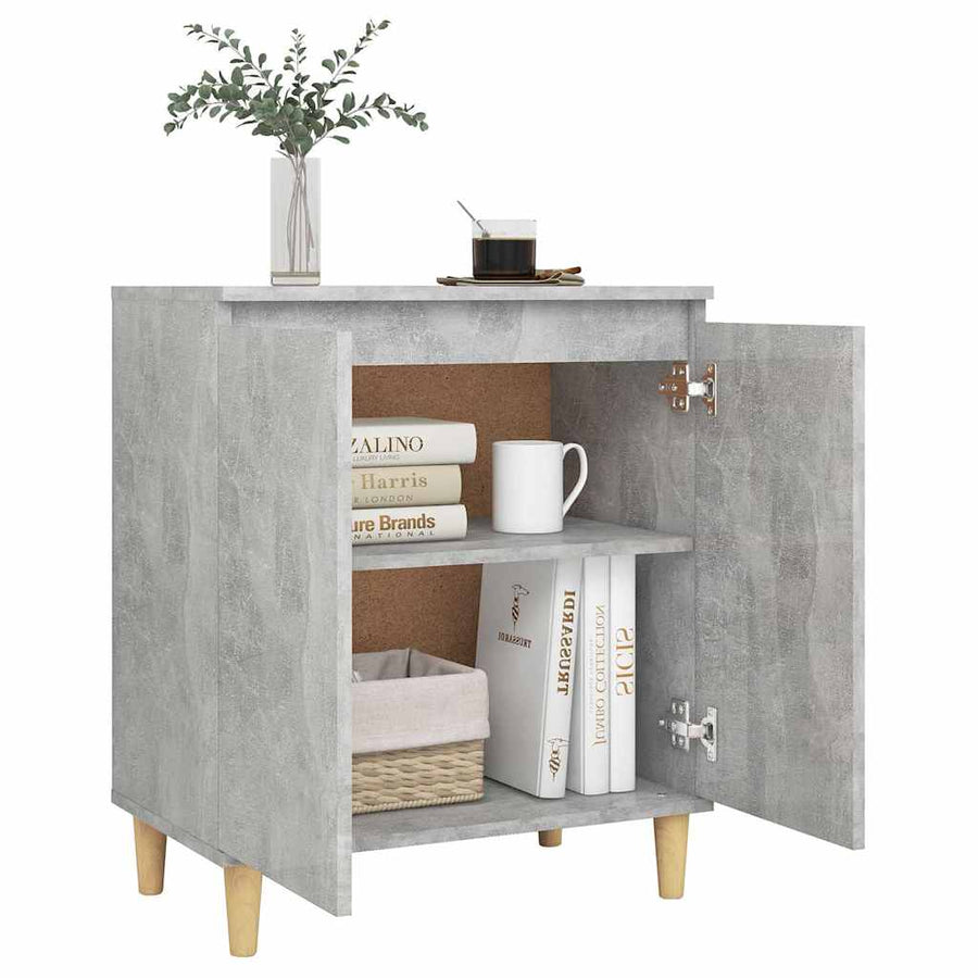 Sideboard&Solid Wood Legs Concrete Grey 60x35x70 cm