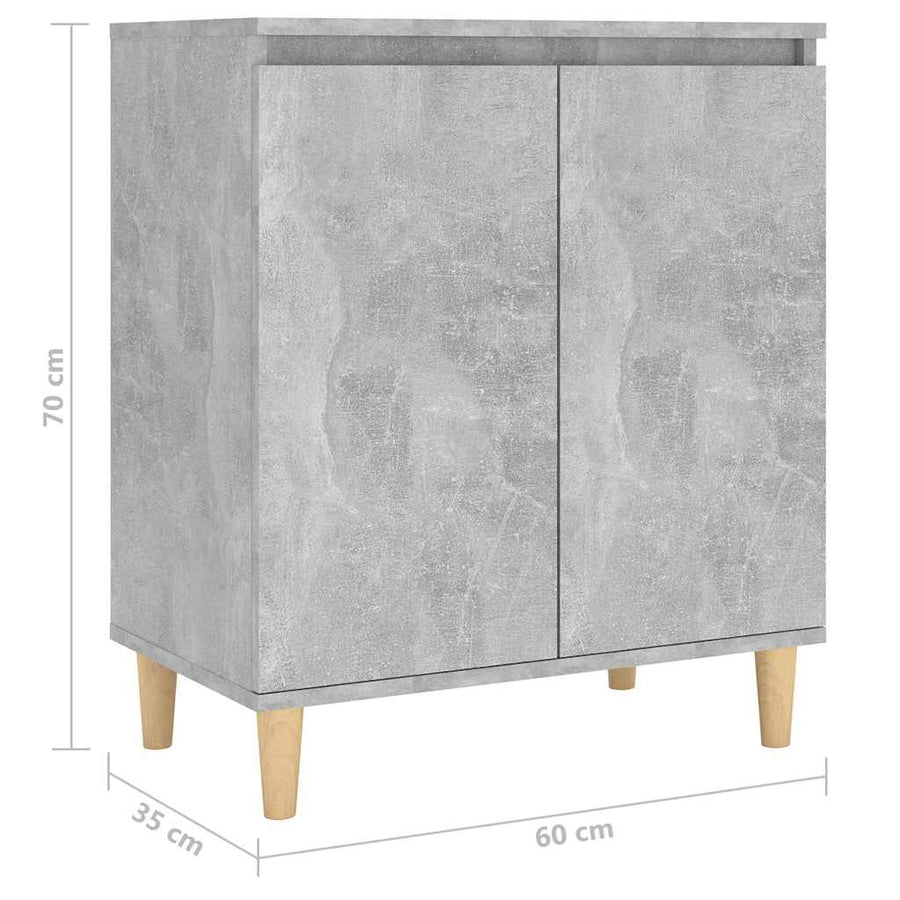 Sideboard&Solid Wood Legs Concrete Grey 60x35x70 cm
