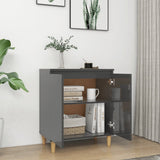 Sideboard&Solid Wood Legs High Gloss Grey 60x35x70 cm Engineered Wood - Side View