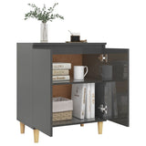 Sideboard&Solid Wood Legs High Gloss Grey 60x35x70 cm Engineered Wood - Top-Down View