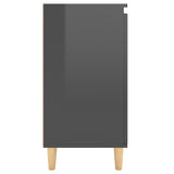 Sideboard&Solid Wood Legs High Gloss Grey 60x35x70 cm Engineered Wood - Rear View