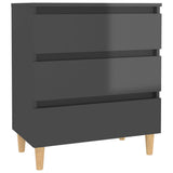 Sideboard High Gloss Grey 60x35x69 cm Engineered Wood - Front View