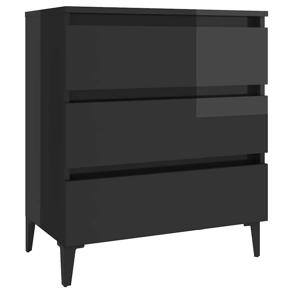 Sideboard High Gloss Grey 60x35x69 cm Engineered Wood