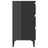 Sideboard High Gloss Grey 60x35x69 cm Engineered Wood - 45-Degree Angle