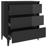 Sideboard High Gloss Grey 60x35x69 cm Engineered Wood - Rear View