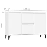 Sideboard White 102x35x70 cm Engineered Wood - Close-Up Angle