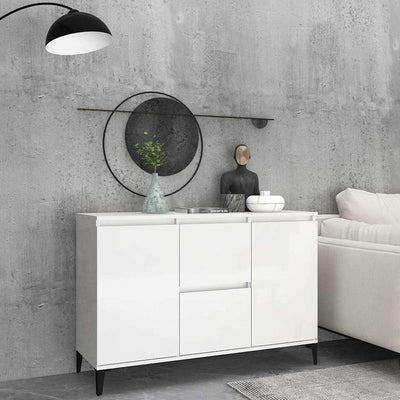 Sideboard High Gloss White 102x35x70 cm Engineered Wood