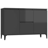 Sideboard High Gloss Grey 104x35x70 cm Engineered Wood