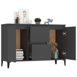 Sideboard High Gloss Grey 104x35x70 cm Engineered Wood - Side View