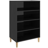 Sideboard High Gloss Black 57x35x90 cm Engineered Wood - Front View