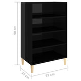 Sideboard High Gloss Black 57x35x90 cm Engineered Wood - Rear View