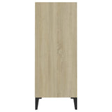 Sideboard White and Sonoma Oak 57x35x90 cm Engineered Wood - 45-Degree Angle