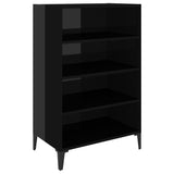 Sideboard High Gloss Black 57x35x90 cm Engineered Wood - Front View