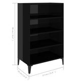 Sideboard High Gloss Black 57x35x90 cm Engineered Wood - Rear View