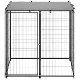 Dog Kennel Black 110x110x110 cm Steel - Front View