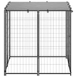 Dog Kennel Black 110x110x110 cm Steel - Side View
