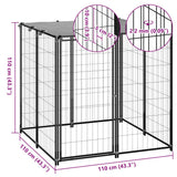 Dog Kennel Black 110x110x110 cm Steel - Rear View
