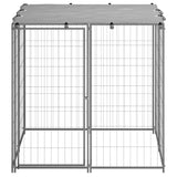 Dog Kennel Silver 110x110x110 cm Steel - Front View