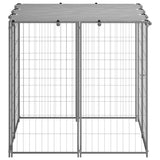 Dog Kennel Silver 110x110x110 cm Steel - Side View
