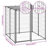 Dog Kennel Silver 110x110x110 cm Steel - Low Angle