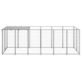 Dog Kennel Silver 330x110x110 cm Steel - Front View