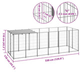 Dog Kennel Silver 330x110x110 cm Steel - Rear View
