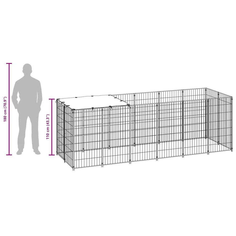 Dog Kennel Silver 330x110x110 cm Steel
