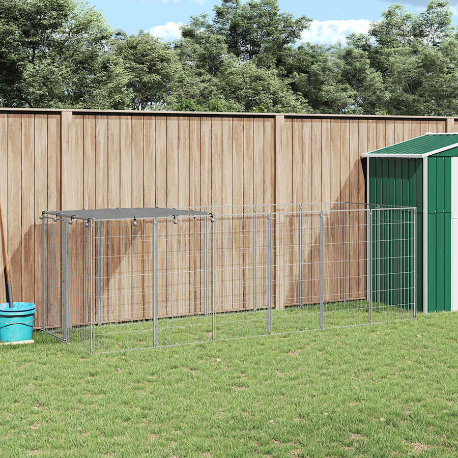 Dog Kennel Silver 330x110x110 cm Steel