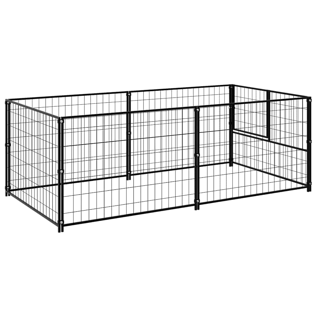 Dog Kennel Black 200x100x70 cm Steel