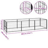 Dog Kennel Black 300x100x70 cm Steel