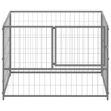 Dog Kennel Silver 100x100x70 cm Steel - Front View