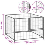 Dog Kennel Silver 100x100x70 cm Steel - 45-Degree Angle