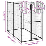 Outdoor Dog Kennel Steel with Roof 110x220x180 cm - Rear View