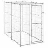 Outdoor Dog Kennel Galvanised Steel with Roof 110x220x180 cm