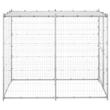 Outdoor Dog Kennel Galvanised Steel with Roof 110x220x180 cm - Side View
