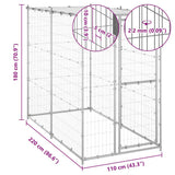 Outdoor Dog Kennel Galvanised Steel with Roof 110x220x180 cm - Rear View