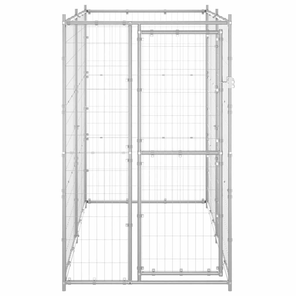 Outdoor Dog Kennel Galvanised Steel 110x220x180 cm