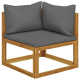 2-seater Garden Bench with Dark Grey Cushions - Front View