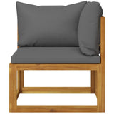 2-seater Garden Bench with Dark Grey Cushions - Side View