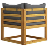 2-seater Garden Bench with Dark Grey Cushions - 45-Degree Angle
