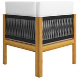 2-seater Garden Bench with Cushions Wood Acacia&Rope