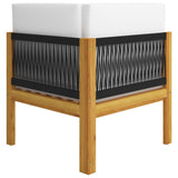 2-seater Garden Bench with Cushions Wood Acacia&Rope - 45-Degree Angle