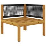 2-seater Garden Bench with Cushions Wood Acacia&Rope - Rear View