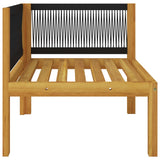 2-seater Garden Bench with Cushions Wood Acacia&Rope - Close-Up Angle