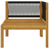 2-seater Garden Bench with Cushions Wood Acacia&Rope - Low Angle
