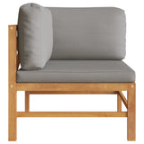 2-seater Garden Bench with Dark Grey Cushions - Side View