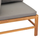 2-seater Garden Bench with Dark Grey Cushions - 45-Degree Angle