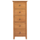 Tall Chest of Drawers 45x32x110 cm Solid Oak Wood - Front View